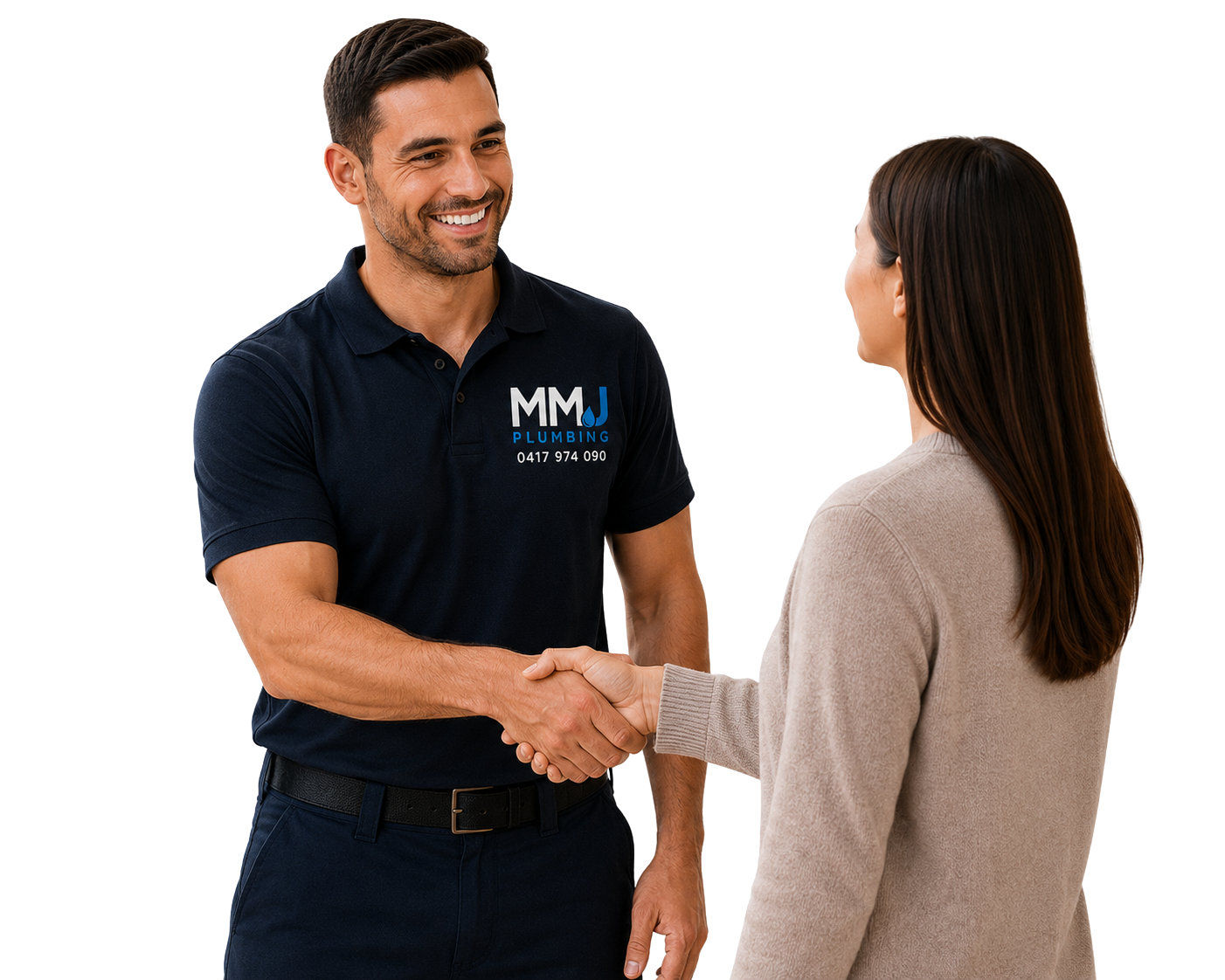 Professional MMJ Plumbing plumber greeting a Sydney customer